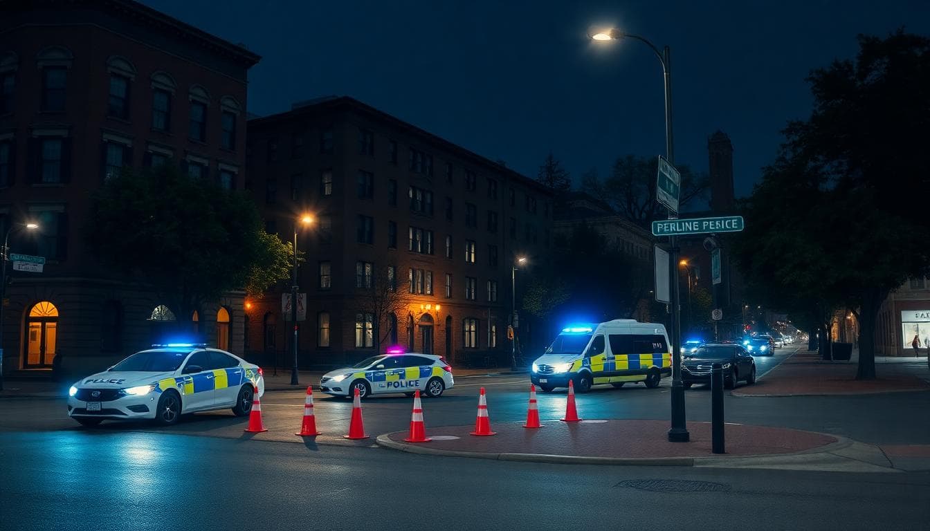 5 People Shot Near Howard University as Homecoming Events Take Place, Police Say 3 Police vehicles block a Washington, D.C. street near a university area at night.
