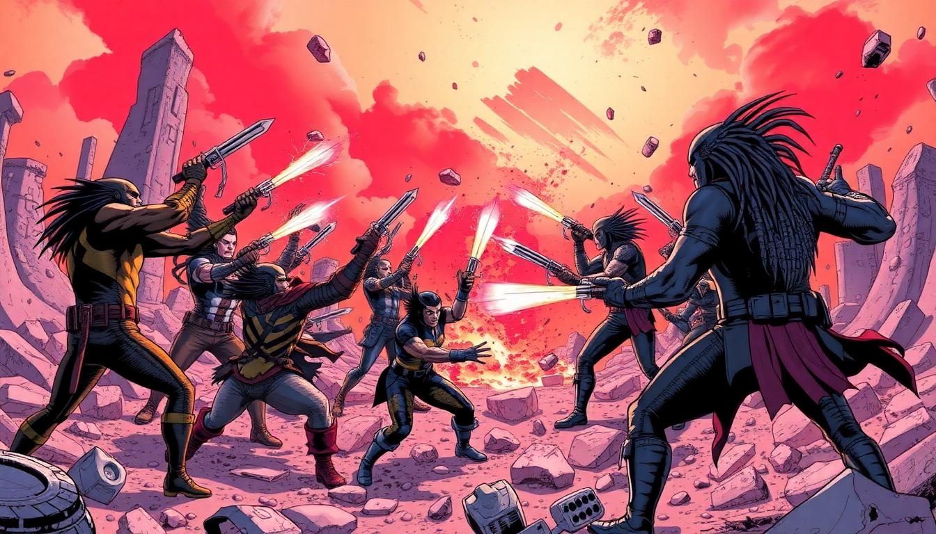 Predator Kills the Marvel Universe: The Ultimate Crossover Carnage 4 Image: X-Men and Avengers last stand against vibranium-wielding Predators