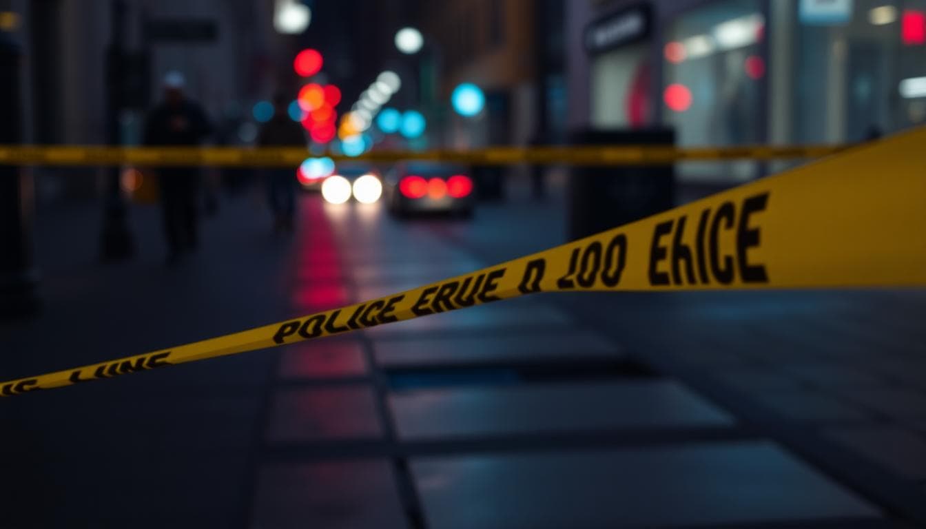 5 People Shot Near Howard University as Homecoming Events Take Place, Police Say 2 Police line tape at night with red and blue lights in the background.