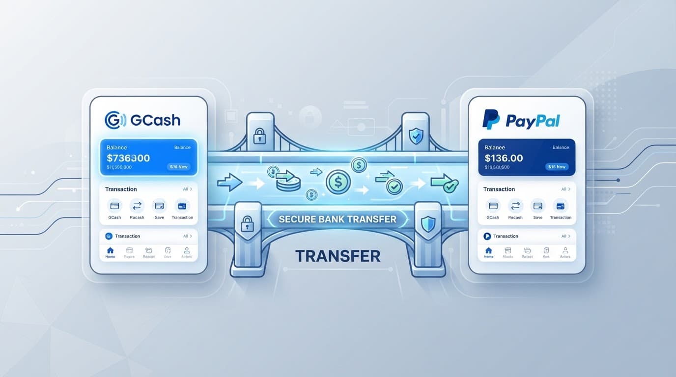 A Digital Finance Diagram Showing A Secure Bridge Connecting Two Online Wallets.