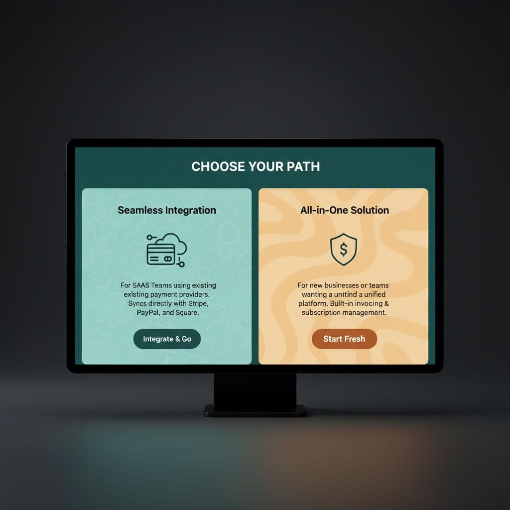 A minimalist user interface displays two distinct checkout paths under a dark green header.