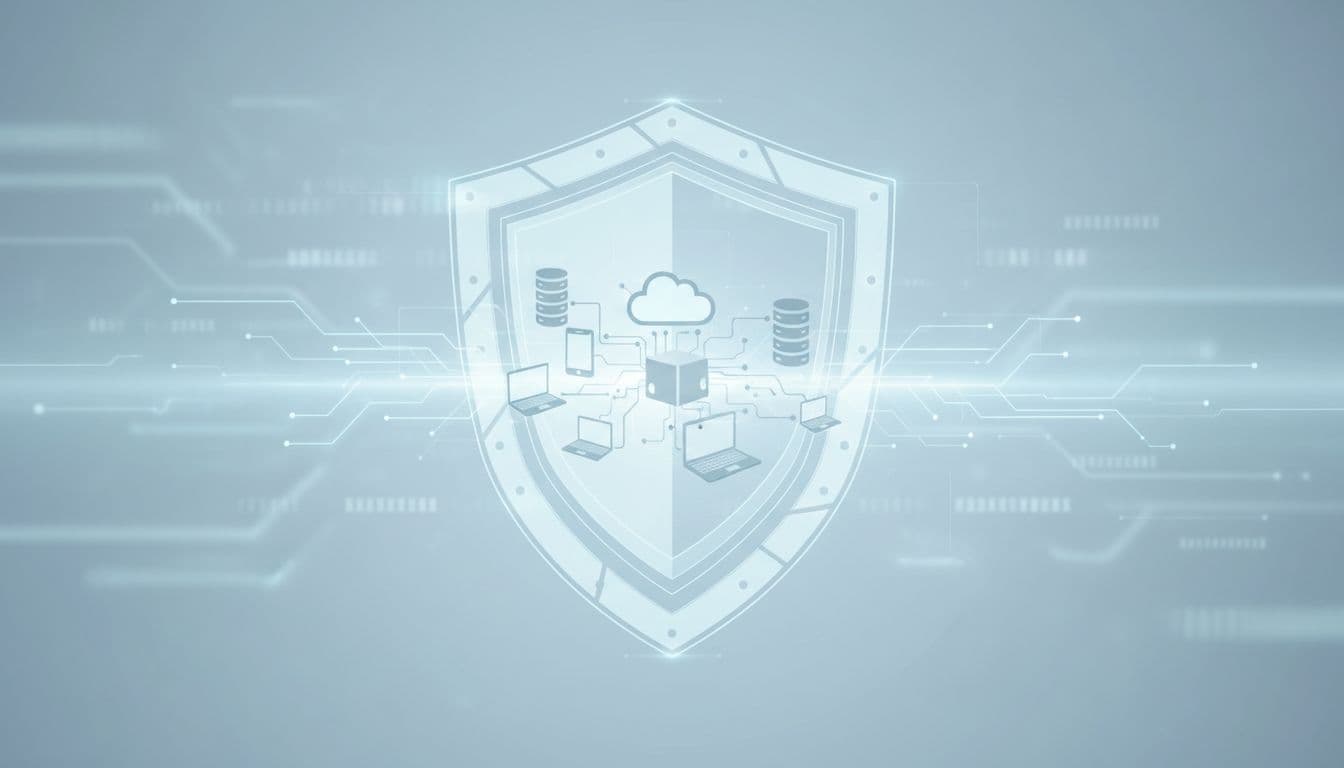 CrowdStrike Falcon Pricing in 2026: What Enterprise Buyers Should Budget 1 A translucent blue shield protects a network of interconnected devices against a minimalist grey background.