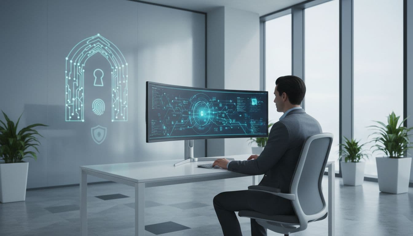 RAG Security Checklist for Enterprise Search Teams in 2026 2 A focused professional sits at a clean, minimalist workstation in a brightly lit office environment.