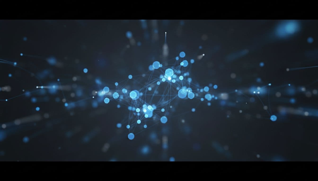 RAG Security Checklist for Enterprise Search Teams in 2026 3 A dark dashboard features glowing blue nodes and interconnected lines representing complex digital data flow.