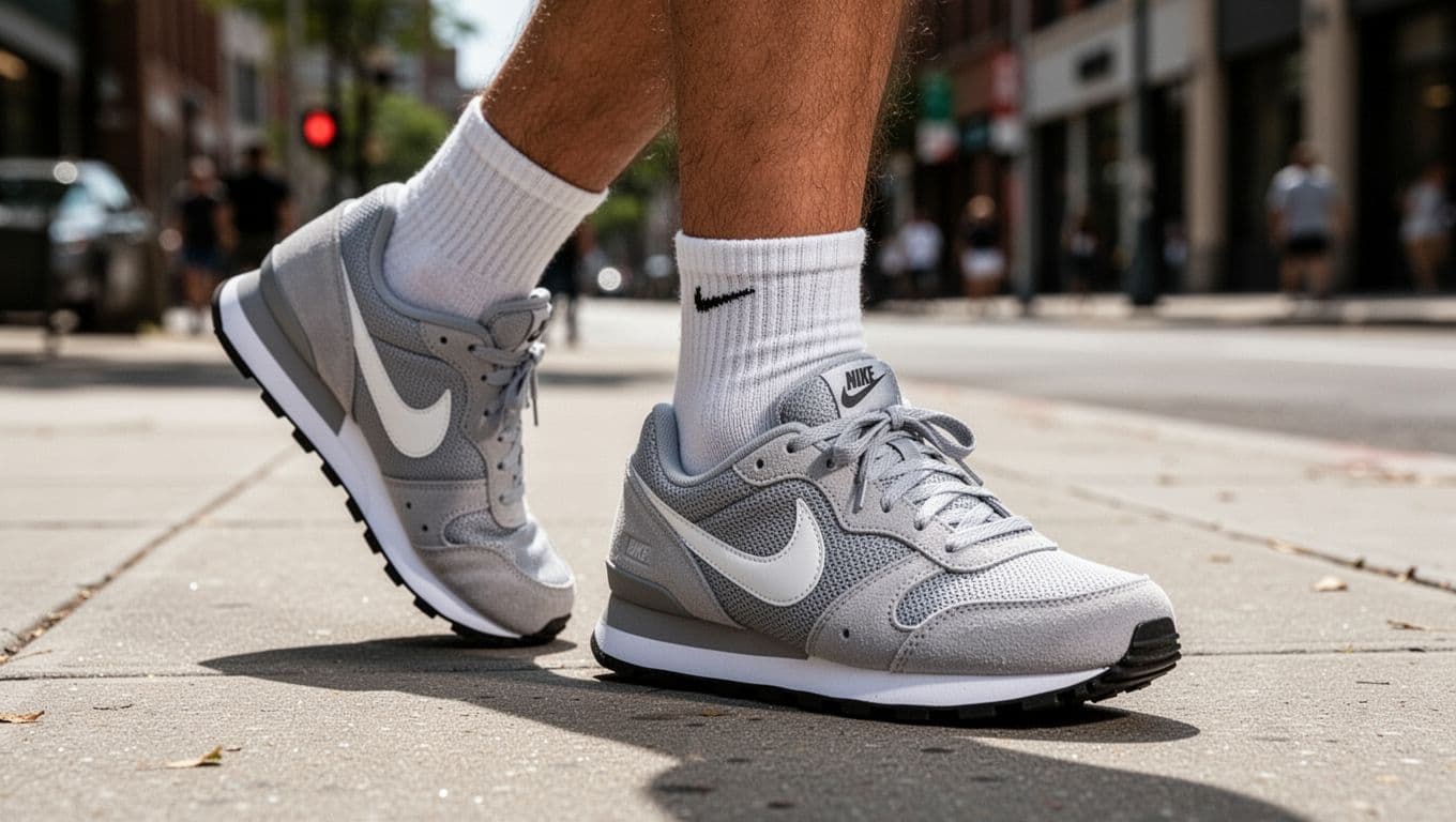nike md runner on feet