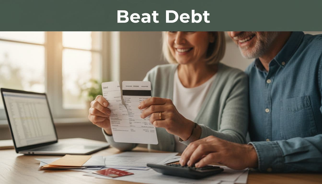 Couple celebrating debt payoff.