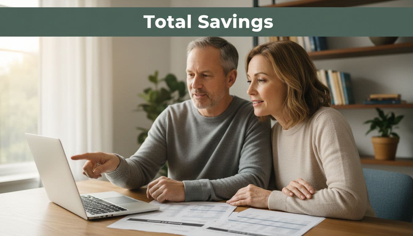 Couple reviewing total savings