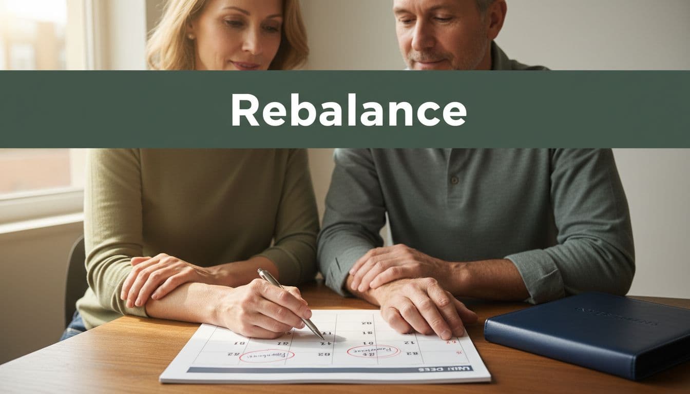 Couple marking rebalance dates on calendar.