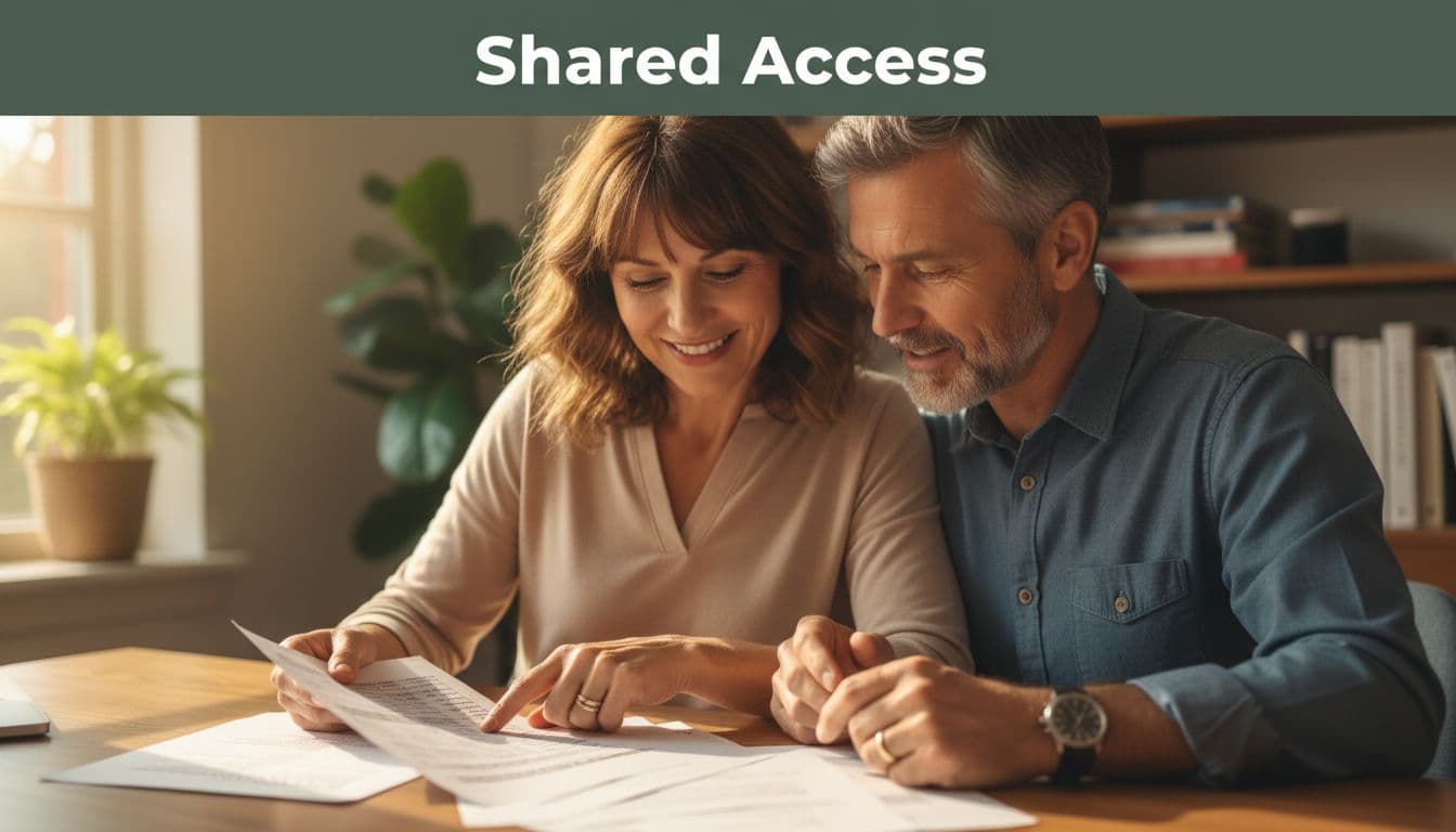 Couple discussing financial passwords.