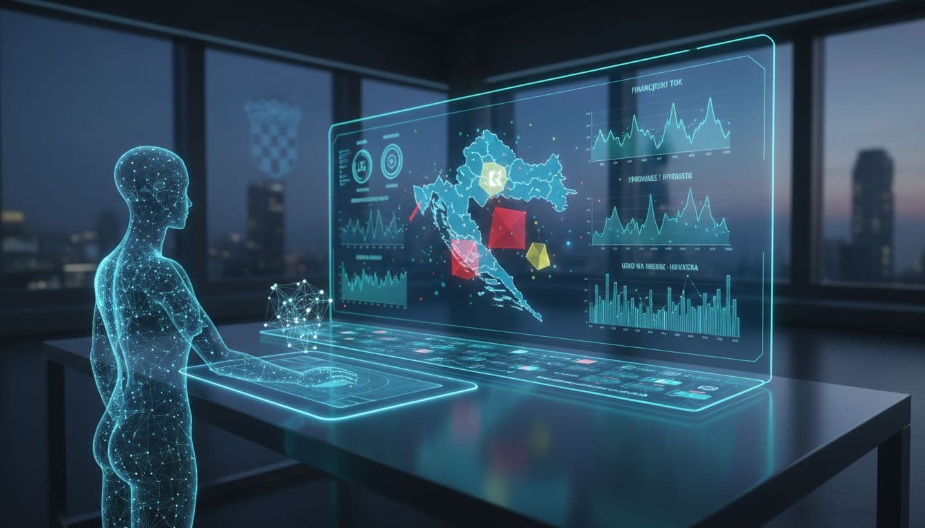 AI analiza podataka tvrtke uz grafove i uzorke promjena