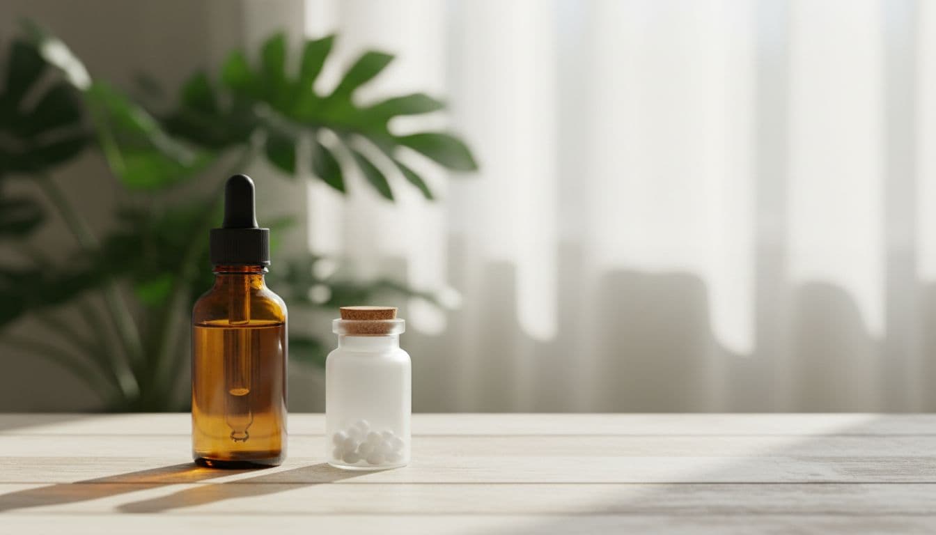 CBD vs melatonin sleep support comparison on a wood table, Calmly Rooted West Bloomfield MI.