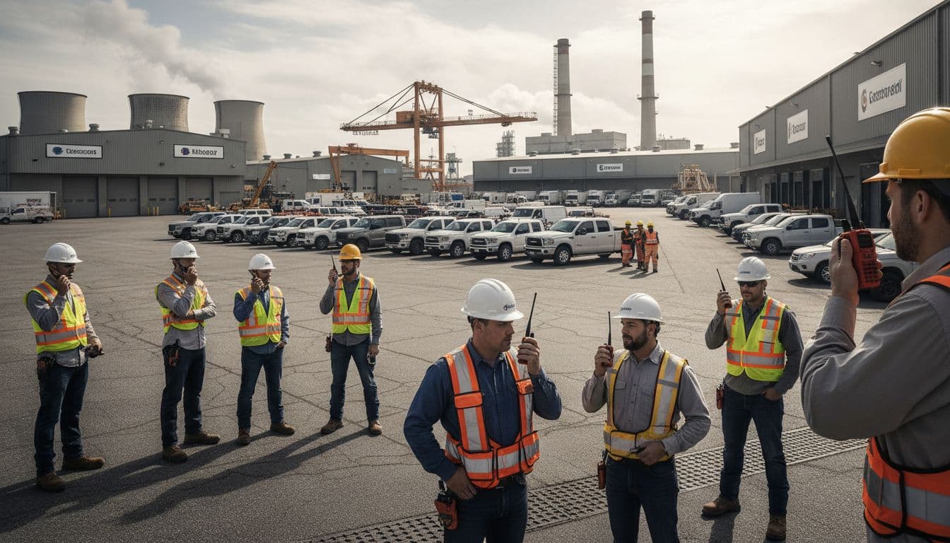 Site industriel multi-entreprises avec radios portatives