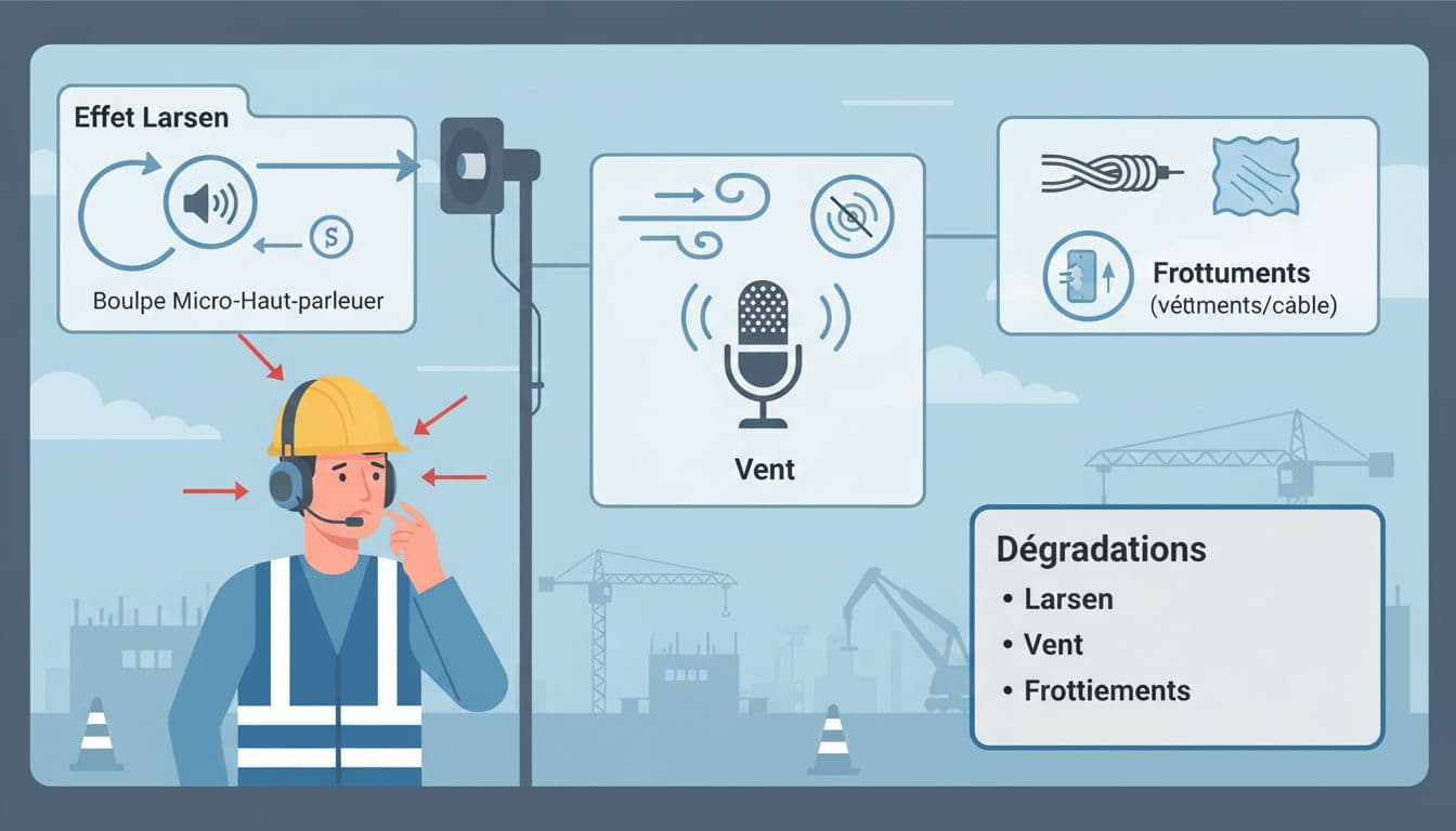 Infographie des risques audio: larsen, vent, frottements