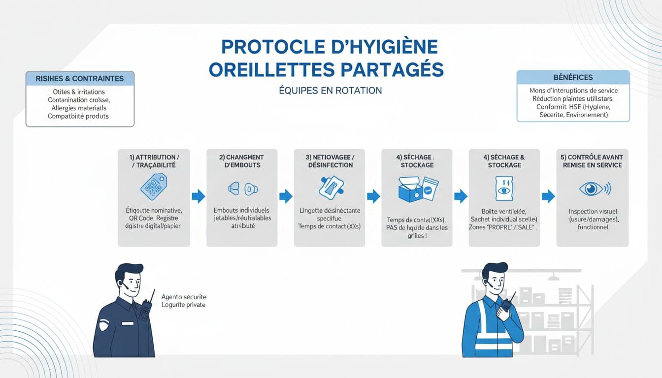 Infographie protocole hygiène oreillettes partagées