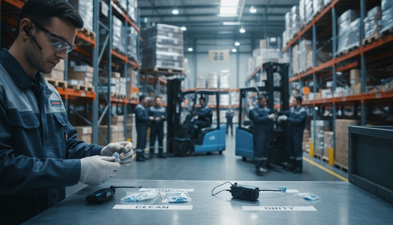 Opérateur logistique changeant l’embout