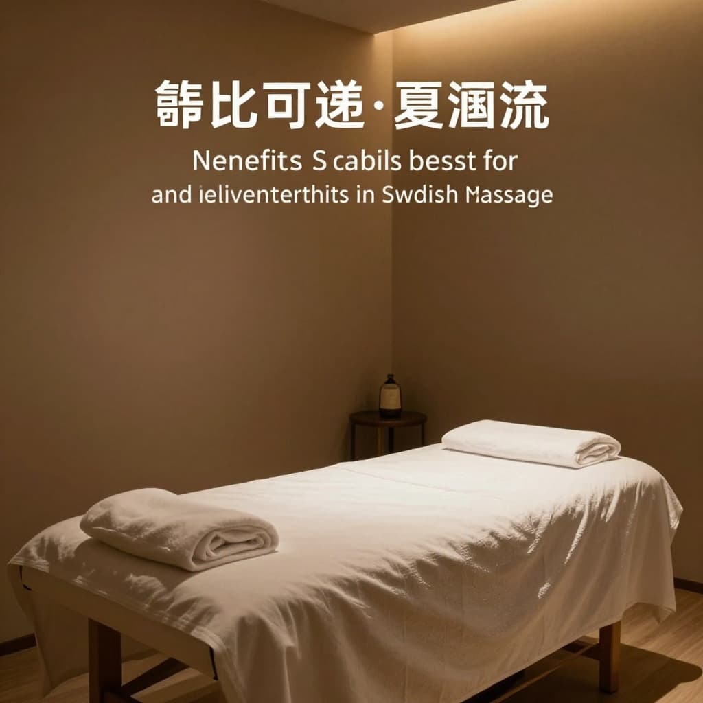 A pristine massage table draped in soft white linens sits centered in a minimalist room. Warm, amber accent lights cast gentle shadows across the uncluttered wooden floors and soothing neutral walls.