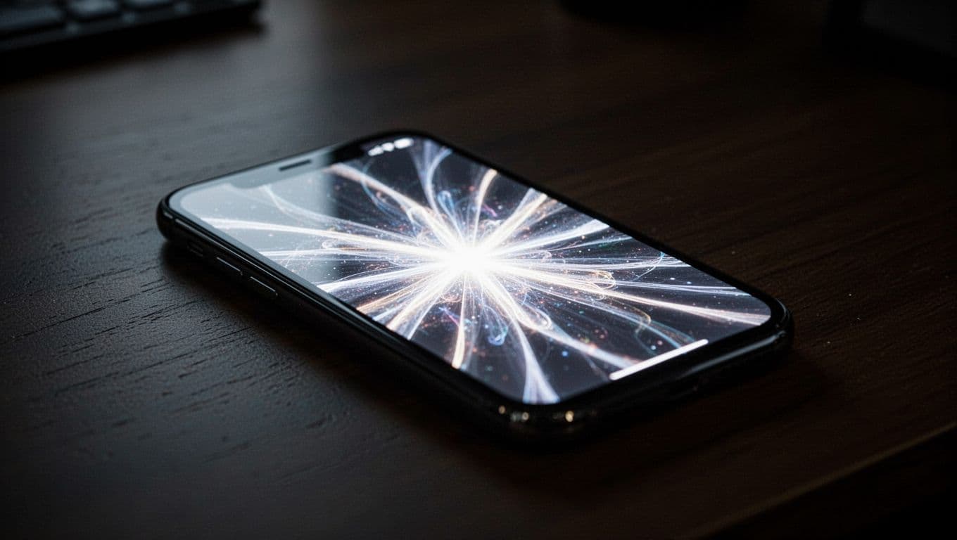 A glowing smartphone showing a booking confirmation screen in a dark room.