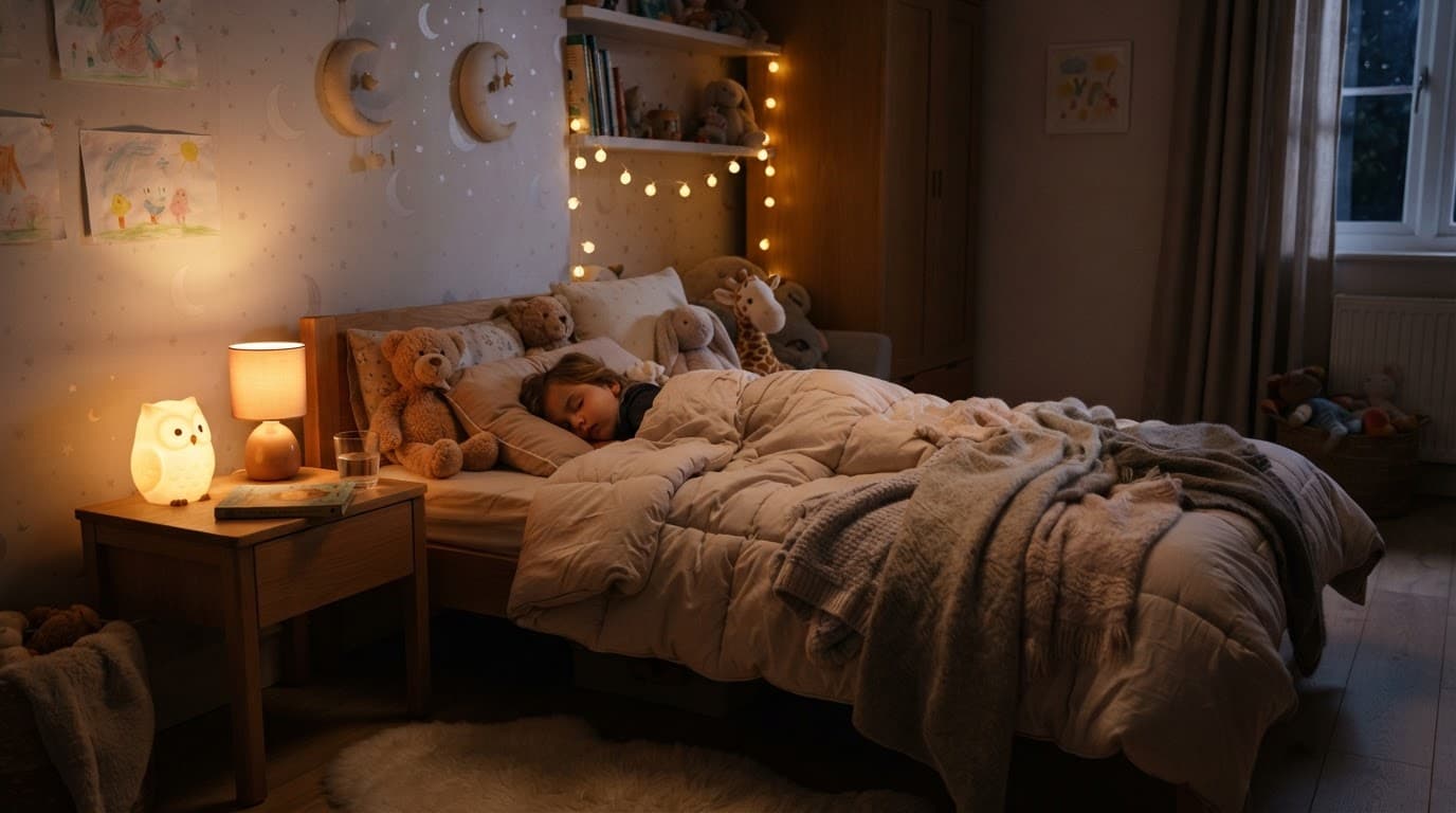 Bednatmaak Kinders: Wat Is Normaal en Wanneer Kry Jy Hulp? Natuurlike Medisyne 'n Kinderbed met sagte komberse onder 'n warm nagliggie.