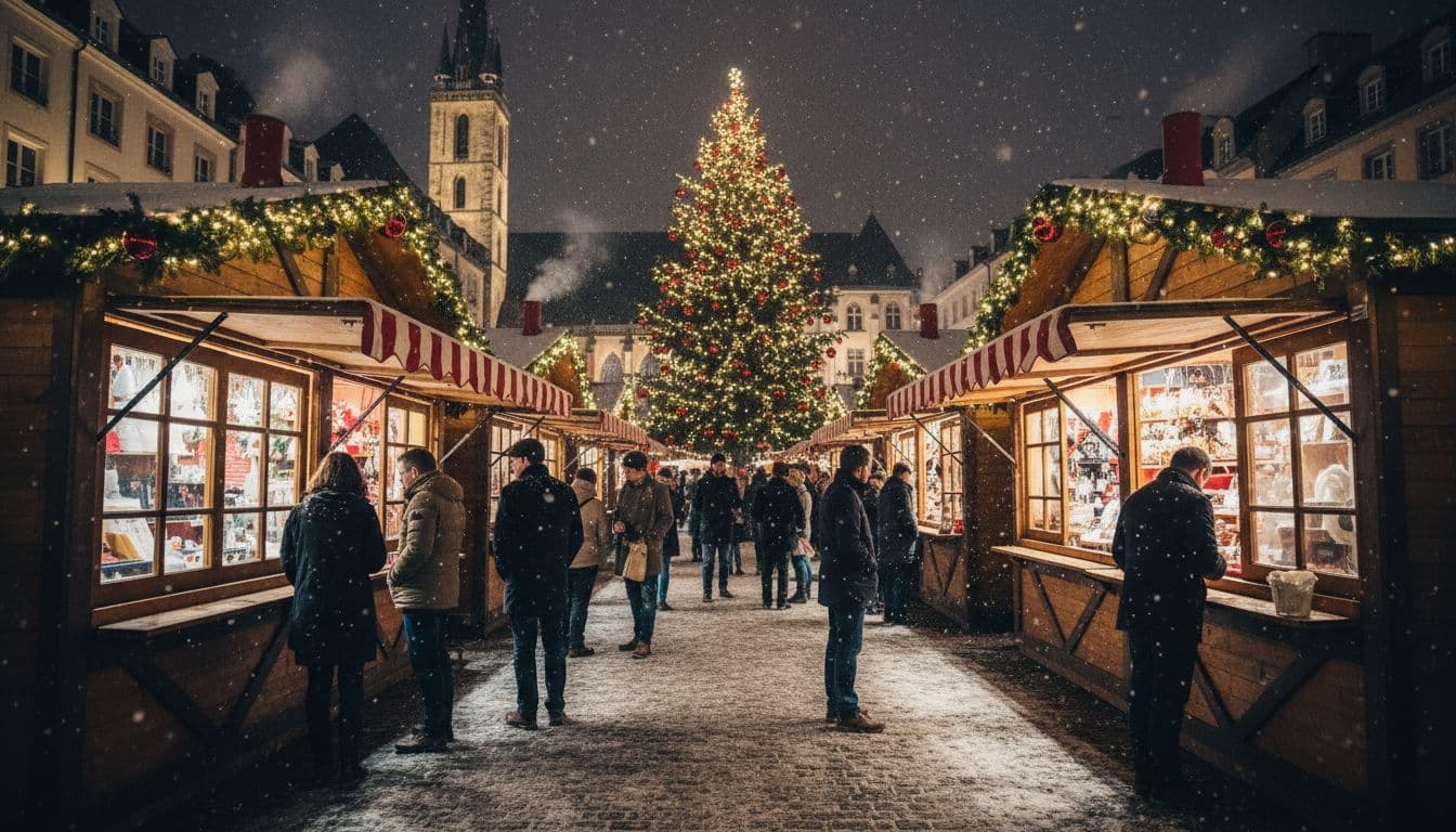 Luxembourg Christmas market at night