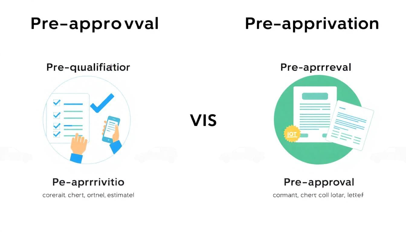 Infographic comparing pre-qualification and pre-approval for car loans