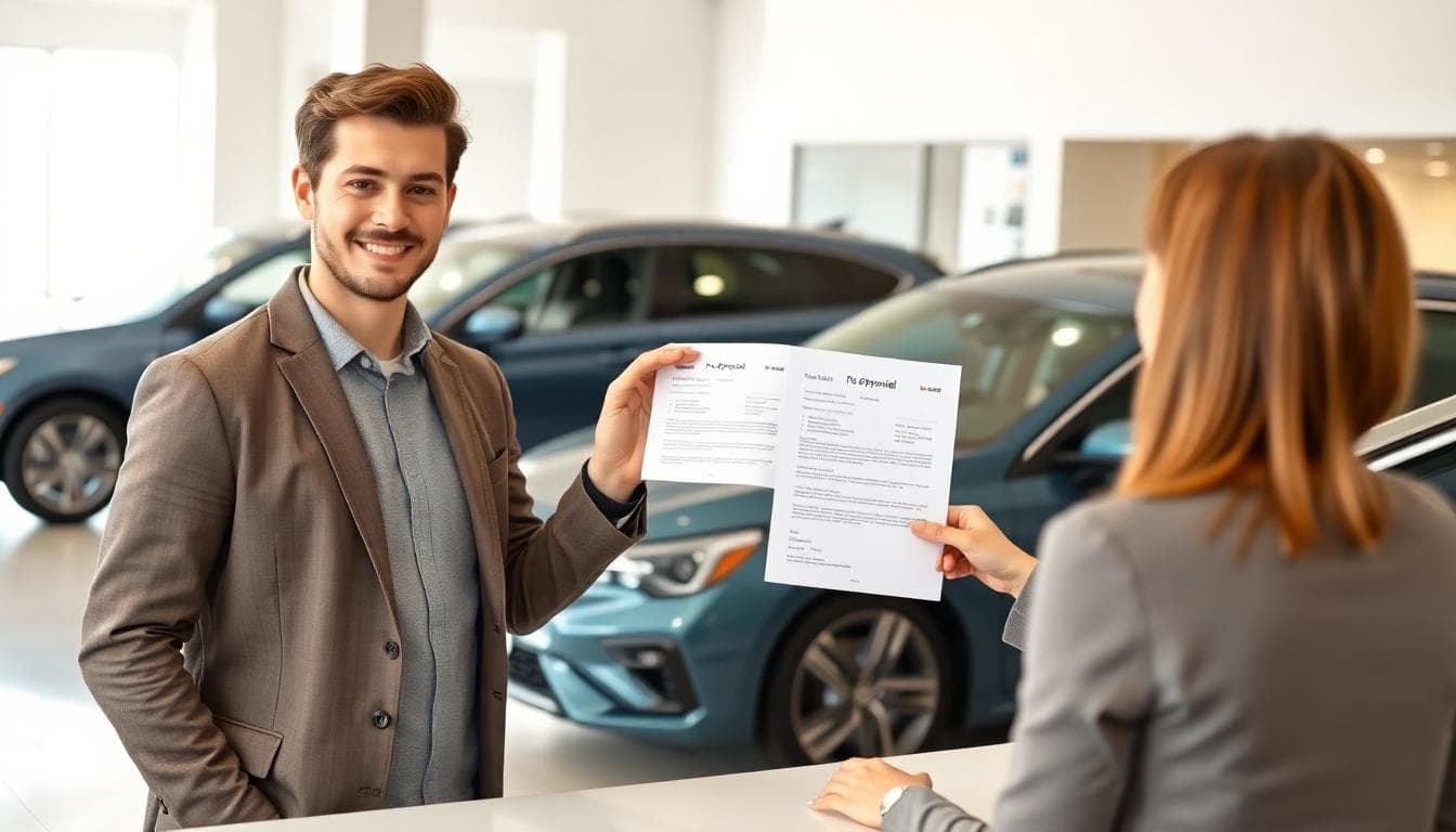 Buyer using a pre-approval letter to negotiate at a dealership