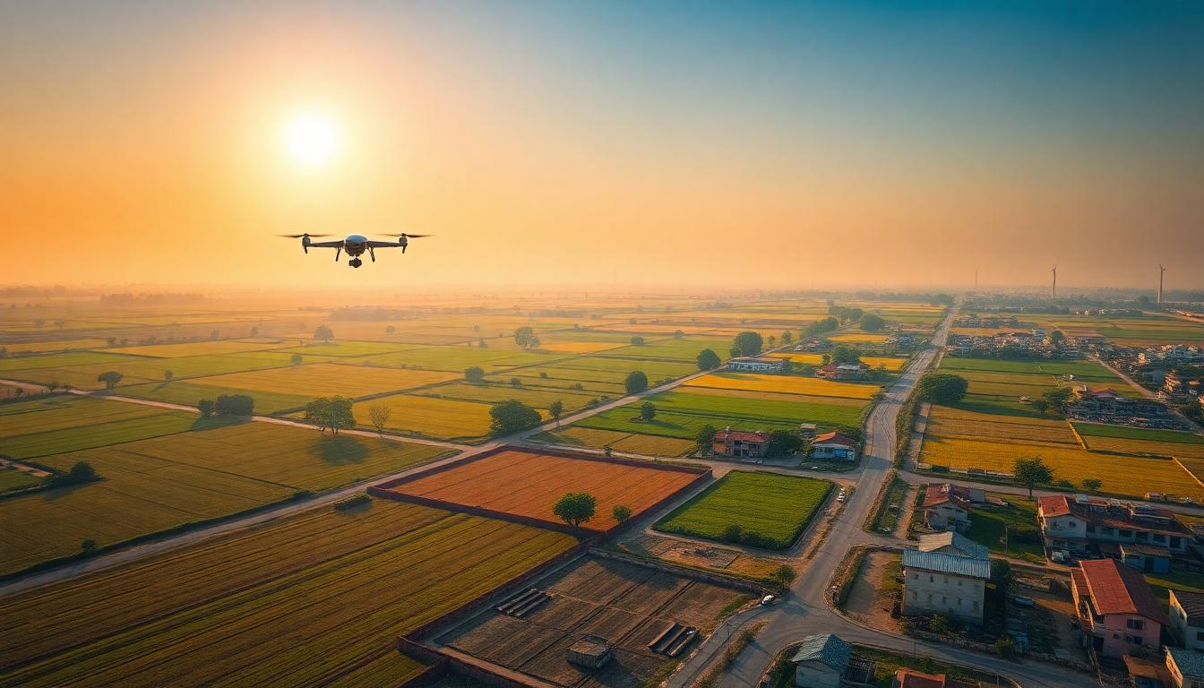 Which Countries Have AI in 2025? (Top Places Powering Smart Tech Worldwide) Rural-urban India blends with fields, flying drones, and modern data centers. Ultra-realistic, created with iPhone 17 Pro.