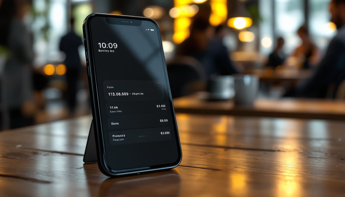 iPhone 11 privacy screen in a busy cafe, visible head-on and dark from the side