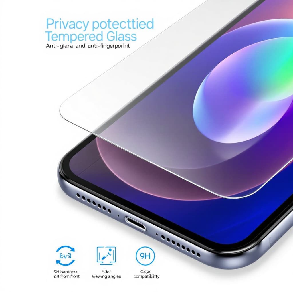 Close-up of an iPhone 11 privacy glass showing anti-glare, oleophobic coating, and edge fit