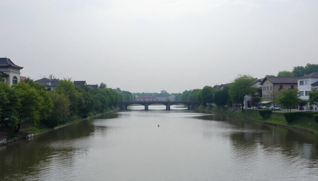 AI 生成圖片:一位具水瓶座特質的年輕人在現代都市公園中進行快走運動