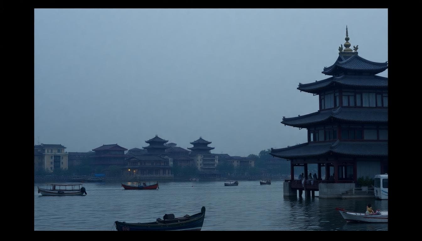 一對亞洲夫妻在溫暖的客廳中,經過小爭執後互相擁抱,丈夫輕聲說愛的話語,妻子微笑回應,背景有柔和燈光和家庭照片牆,強調身體接觸和肯定話語的親密修復,使用現實主義風格,溫暖色調,專注情感連結和和解氛圍