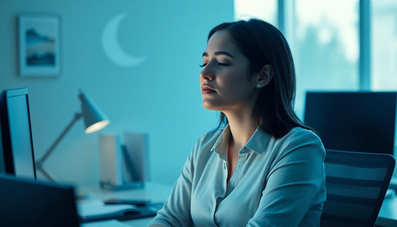 AI 生成的工作情境圖，呈現專注與穩定的情緒管理