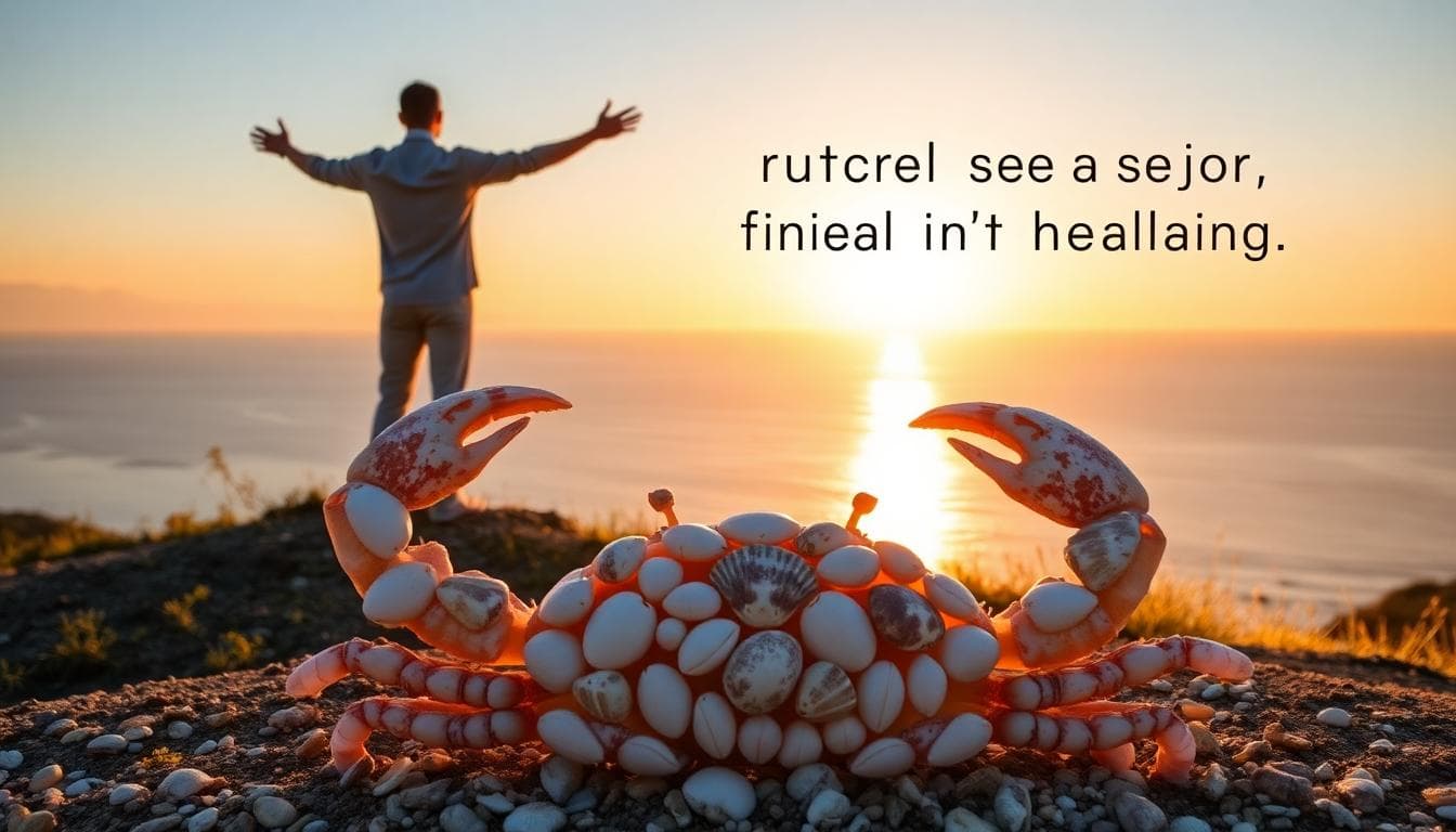 AI 生成的圖像：第四週展望未來的場景，人物站在高地俯瞰遼闊的天際線，象徵設定長期目標與自我實現。海洋與朝陽元素象徵希望與成長，風格寫實且充滿力量，無文字。