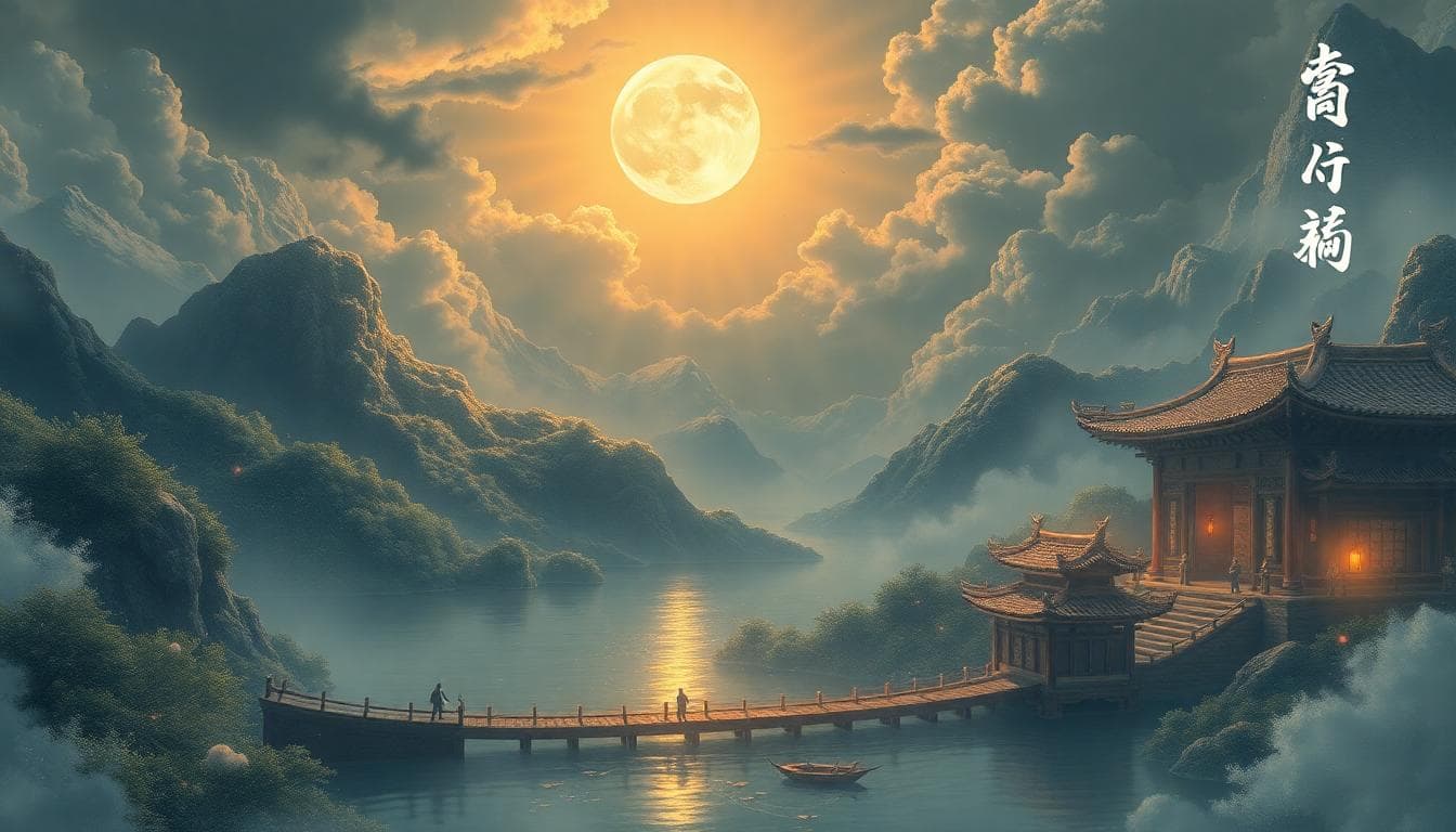 一幅象徵摩羯座與雙魚座相處衝突的圖像:堅實的灰色山峰代表摩羯座,寧靜藍色海洋代表雙魚座,波浪輕輕拍打山腳但造成小裂痕,背景是陰沉的天空轉向微光,營造緊張卻有希望的氛圍,前景有兩隻動物山羊和魚在互動但略顯疏離,風格寫實浪漫,色調大地灰與海洋藍,細節豐富自然光影,無文字。