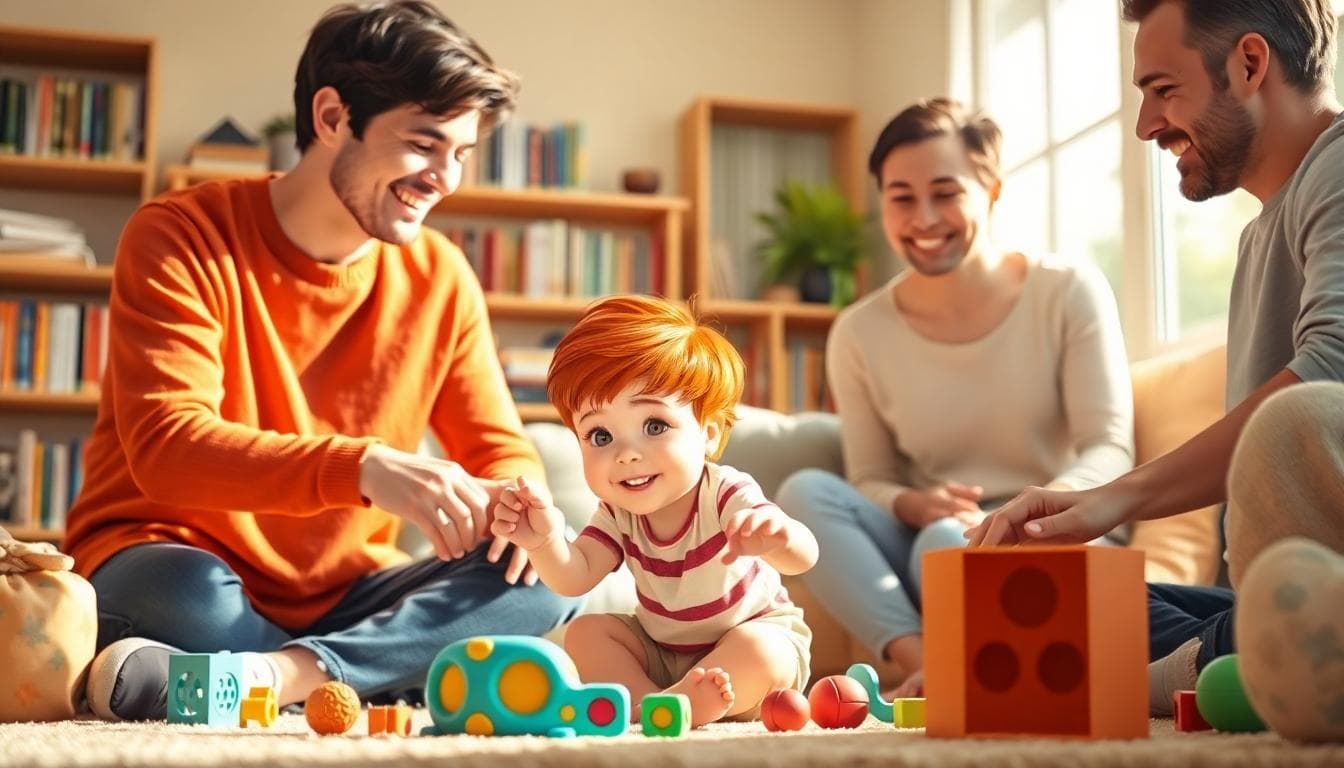 童年家庭場景，顯示白羊座孩子在鼓勵與指導中成長