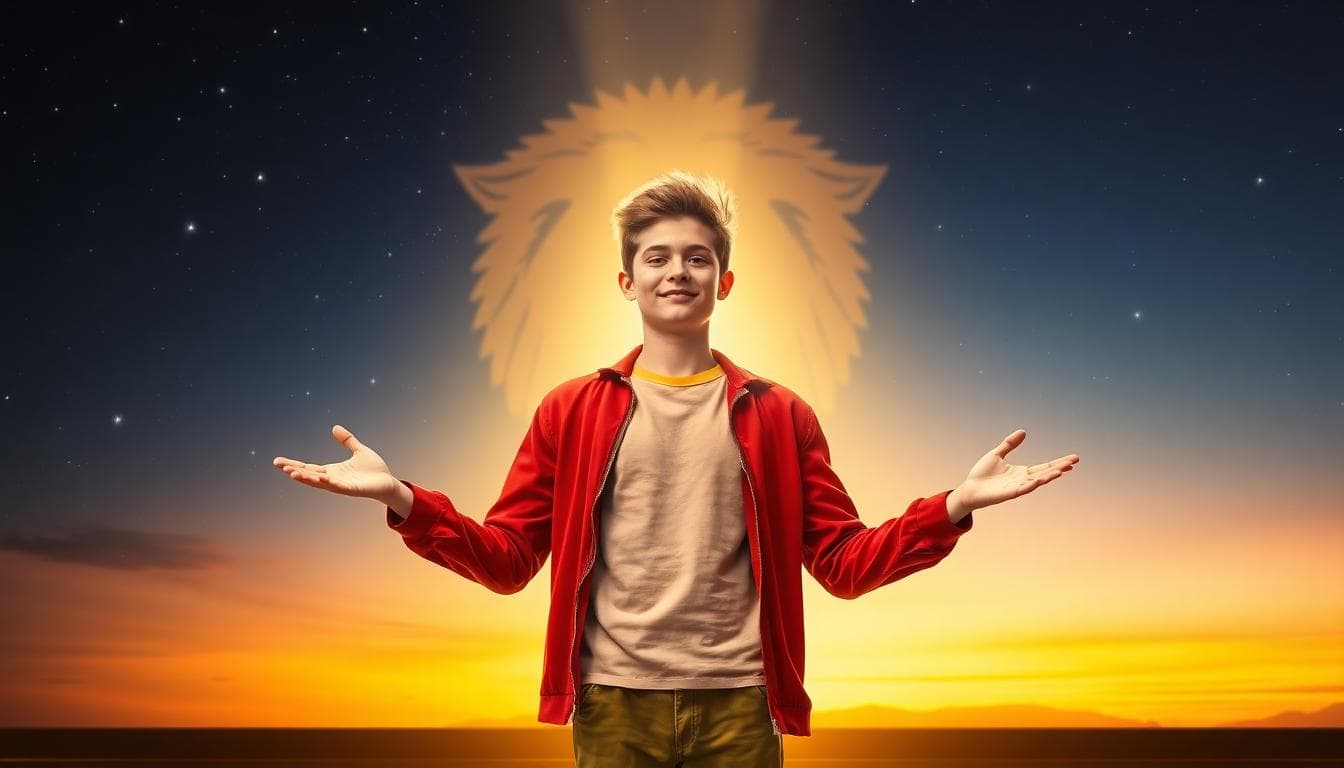 Image generated by AI: 自信的上升獅子座在舞台光裡,象徵內在力量與情感動力