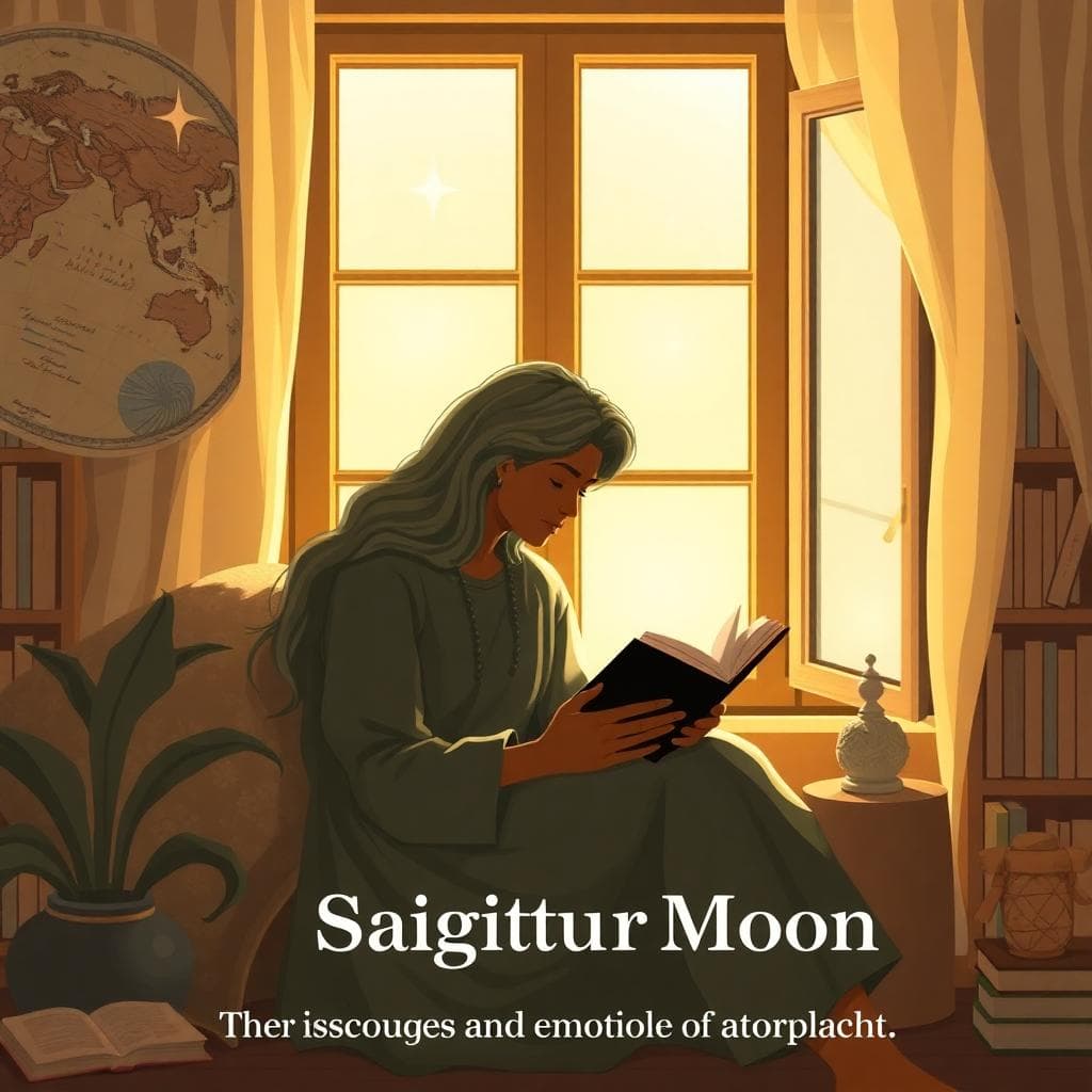 Cozy Sagittarius Moon reading scene