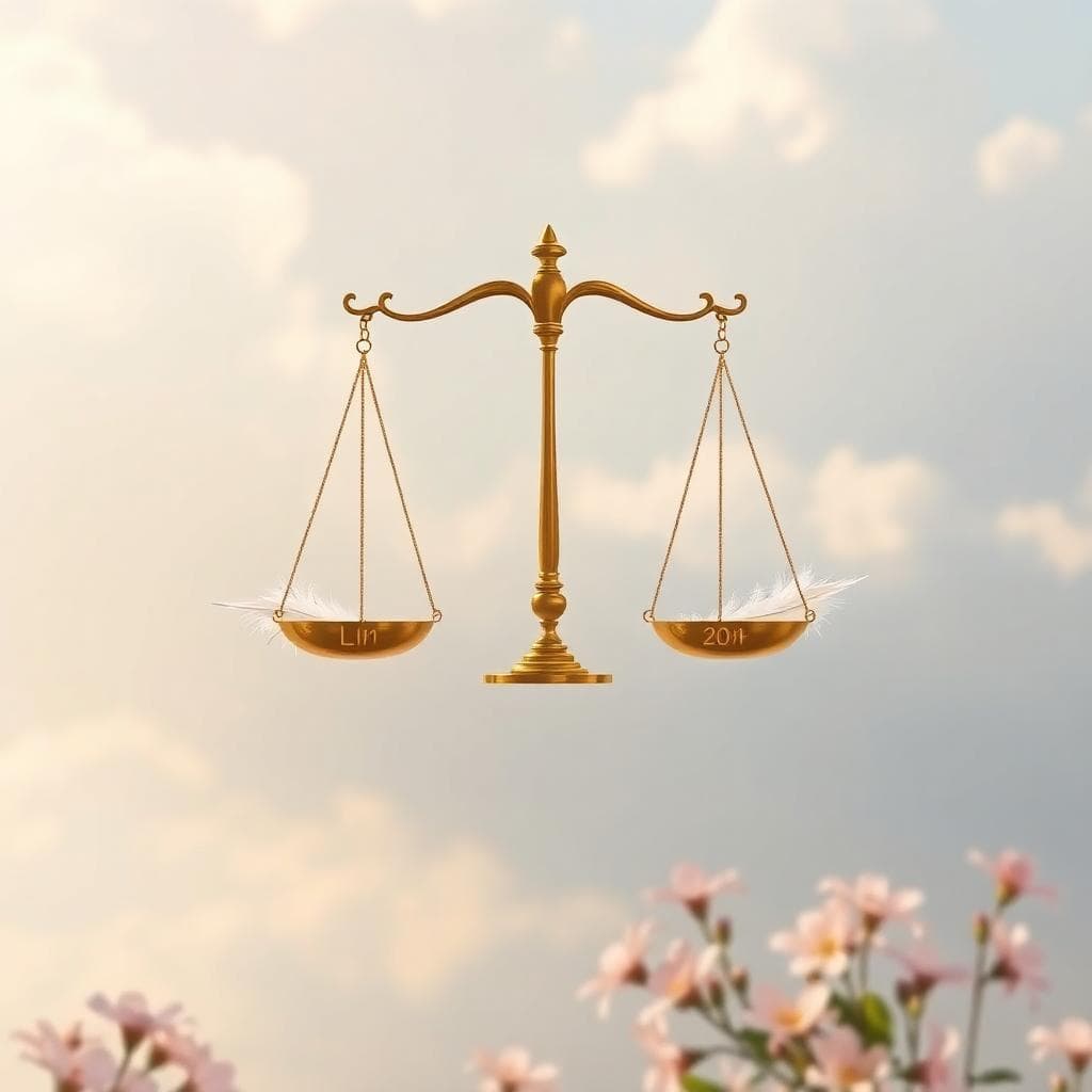 Image caption: Image generated by AI illustrating a serene Libra scale symbolizing balance and harmony.