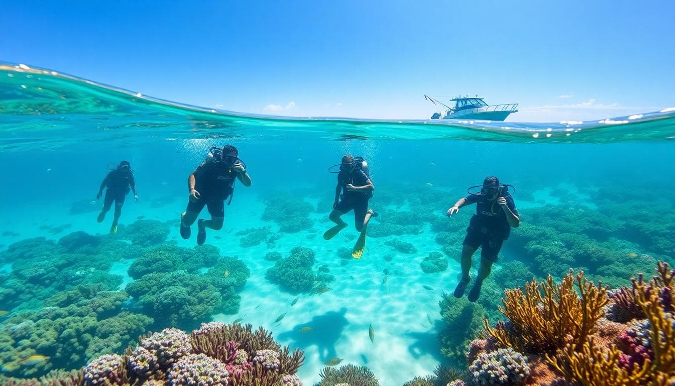 岸潛與船潛並行的佛州海景