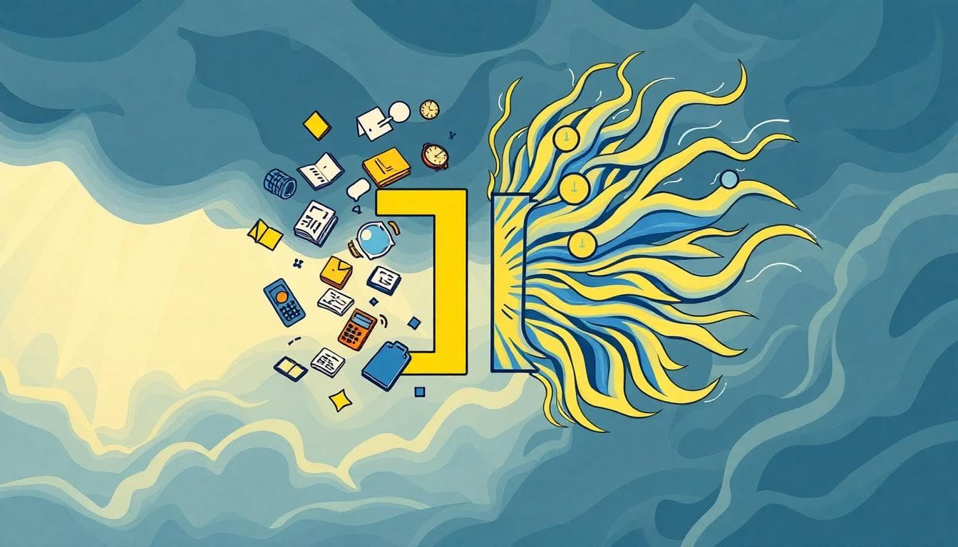 太陽雙子座盲點插圖,展示多任務與情緒波動的矛盾