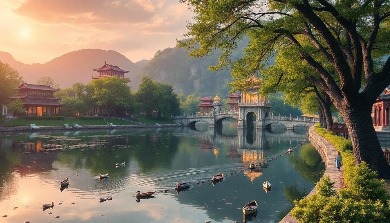 一對情侶在公園裡輕鬆散步，手牽手，彼此微笑，背景是綠樹和陽光，傳達穩定信任的關係模式。圖片由AI生成。