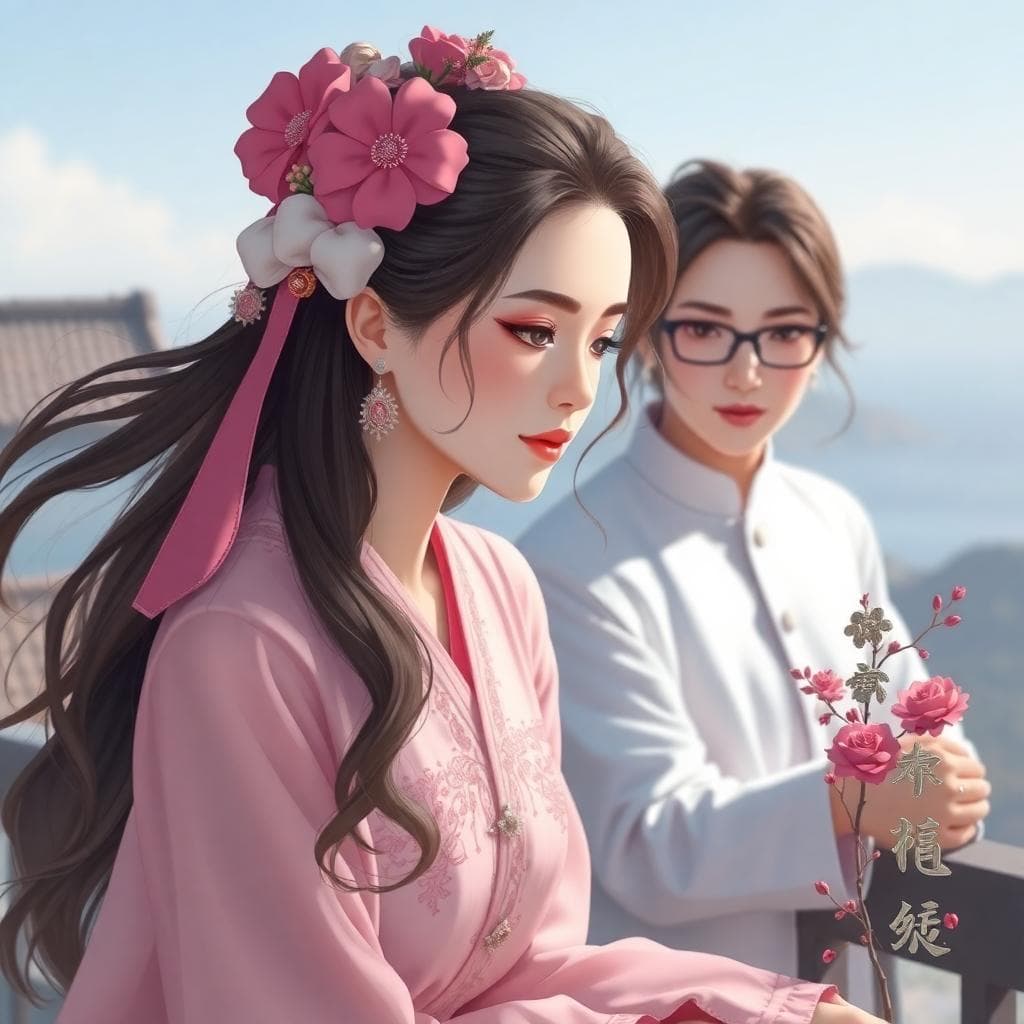 一個年輕女性坐在昏暗的房間裡，雙手抱膝，眼神充滿深沉的情感，背景有微弱的藍色光芒和天蠍座的星座符號浮現，氛圍神秘而內省，前景有柔和的陰影