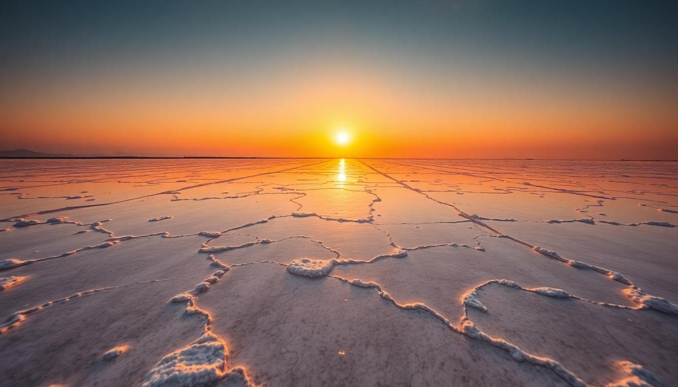 井仔腳鹽田日落反射