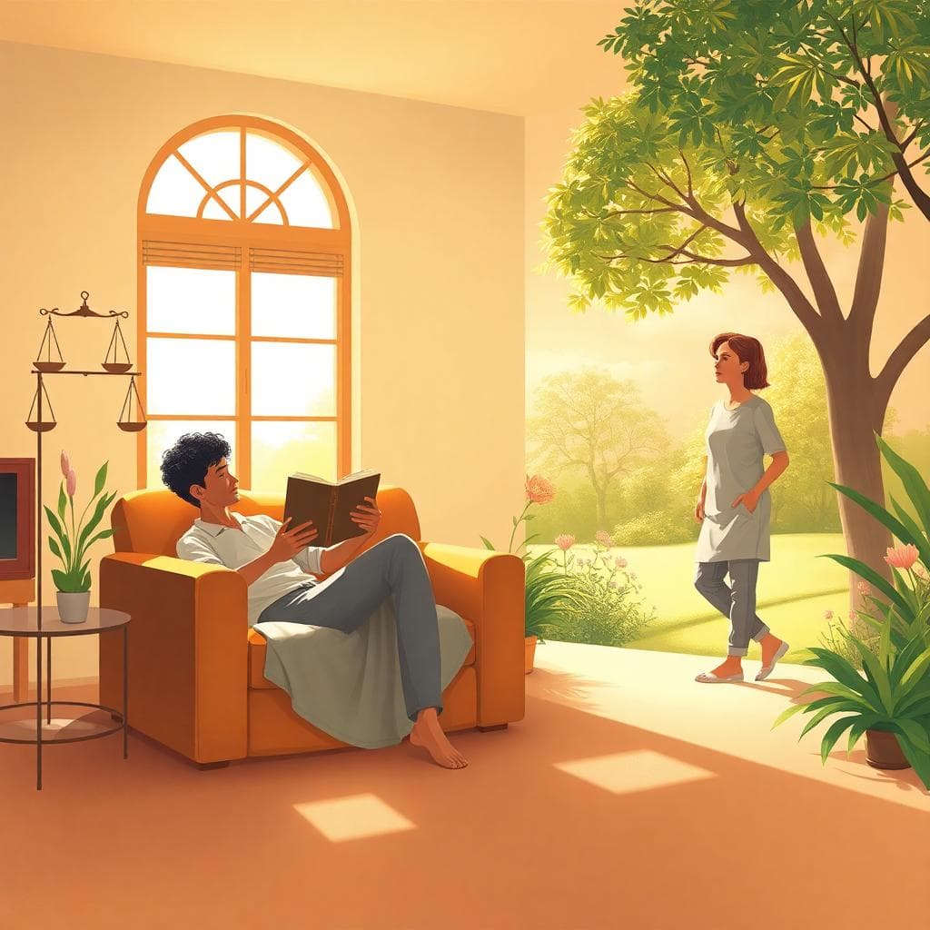 兩位天秤座在公園漫步,象徵自由與承諾的平衡