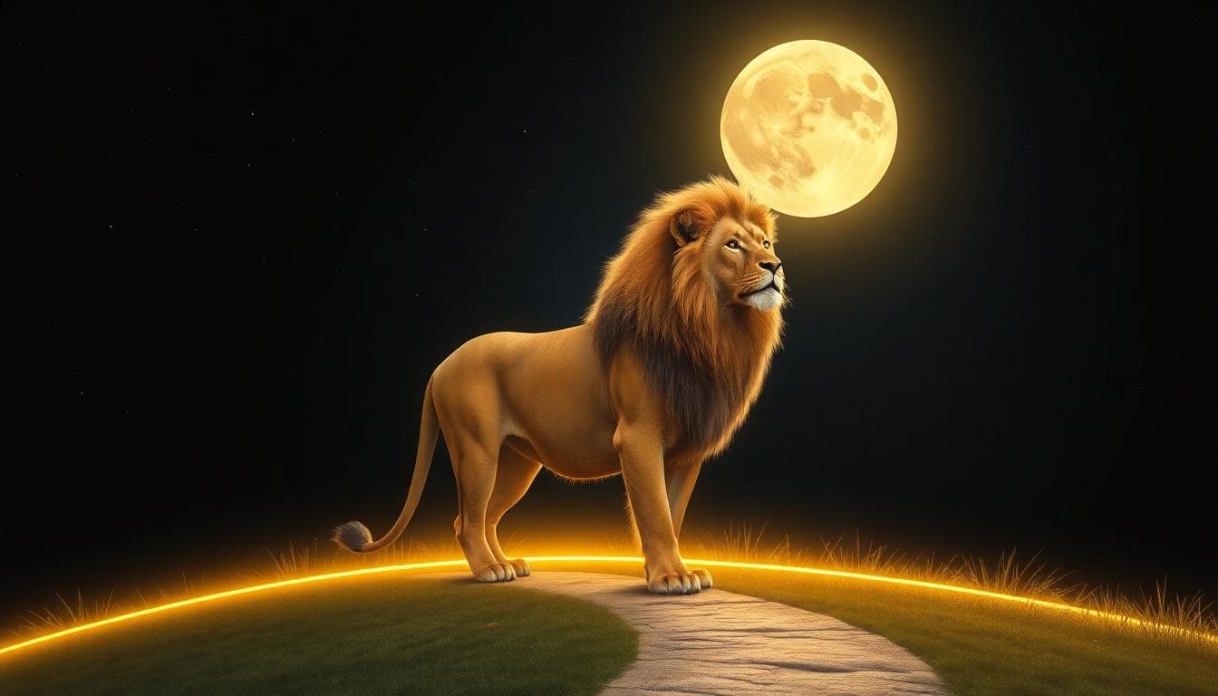 月亮下的獅子與長路的成長象徵