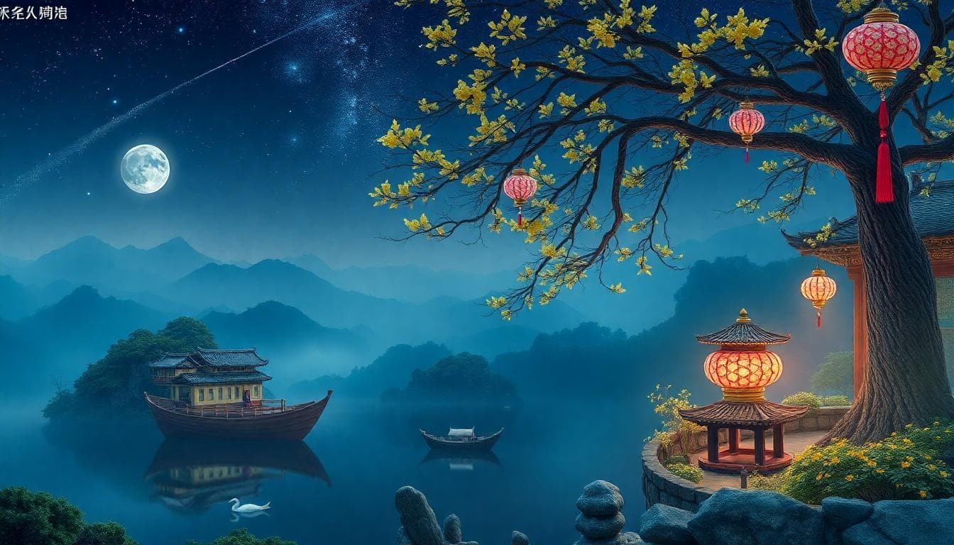 月亮摩羯座壓力訊號意象,AI生成圖像,描述一座月光下的山峰與堅韌的山羊,象徵穩健與內在張力