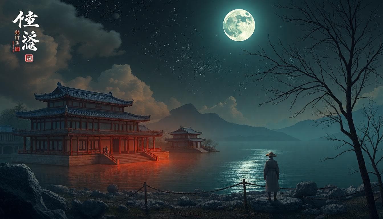 一個充滿熱情的占星圖像，顯示月亮在火象星座的白羊、獅子、射手，背景是火焰和星空，前景有象徵焦慮依附的抽象情感符號如心形與鎖鏈，風格為夢幻寫實，溫暖色調。圖片由AI生成。