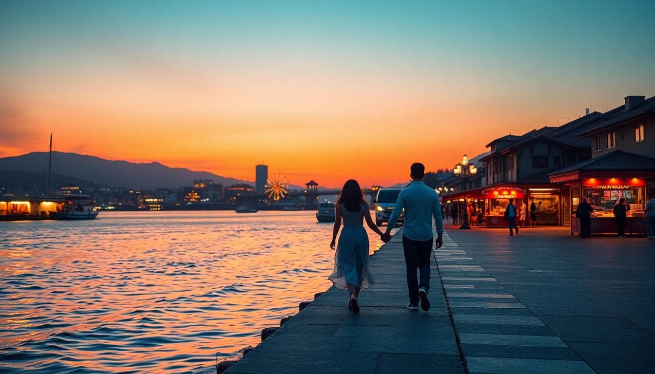 淡水河口夜景示意圖