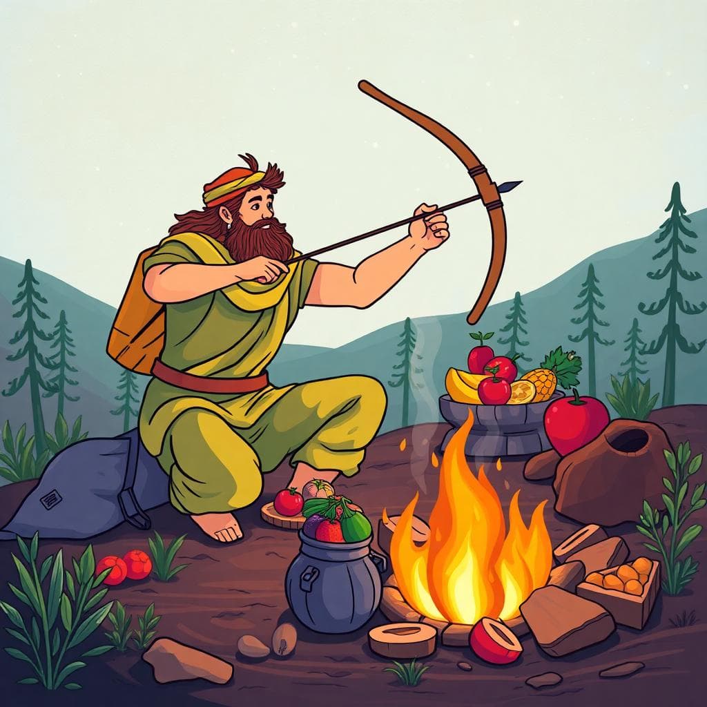 AI生成的長途旅程與健康飲食理念,色彩鮮明,充滿探索感