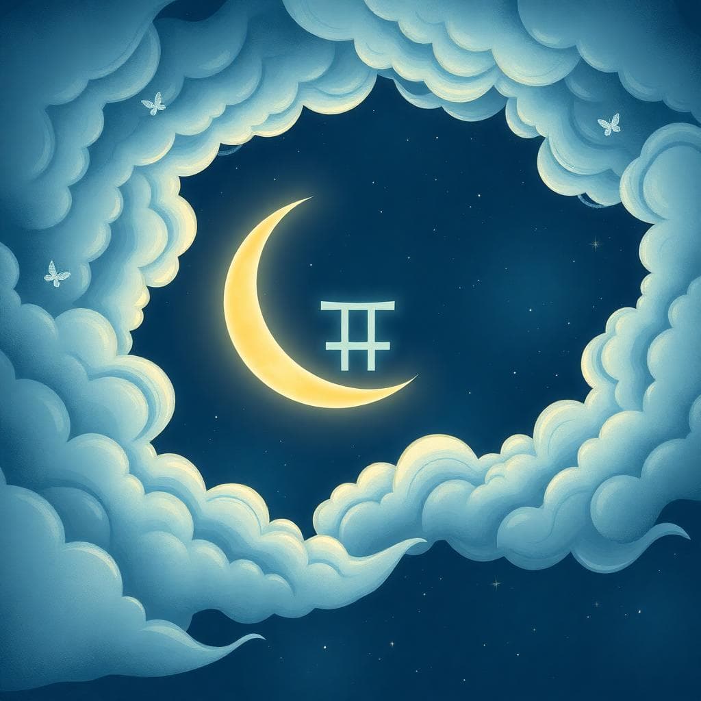 月亮雙子座自我照顧象徵圖像，AI 生成