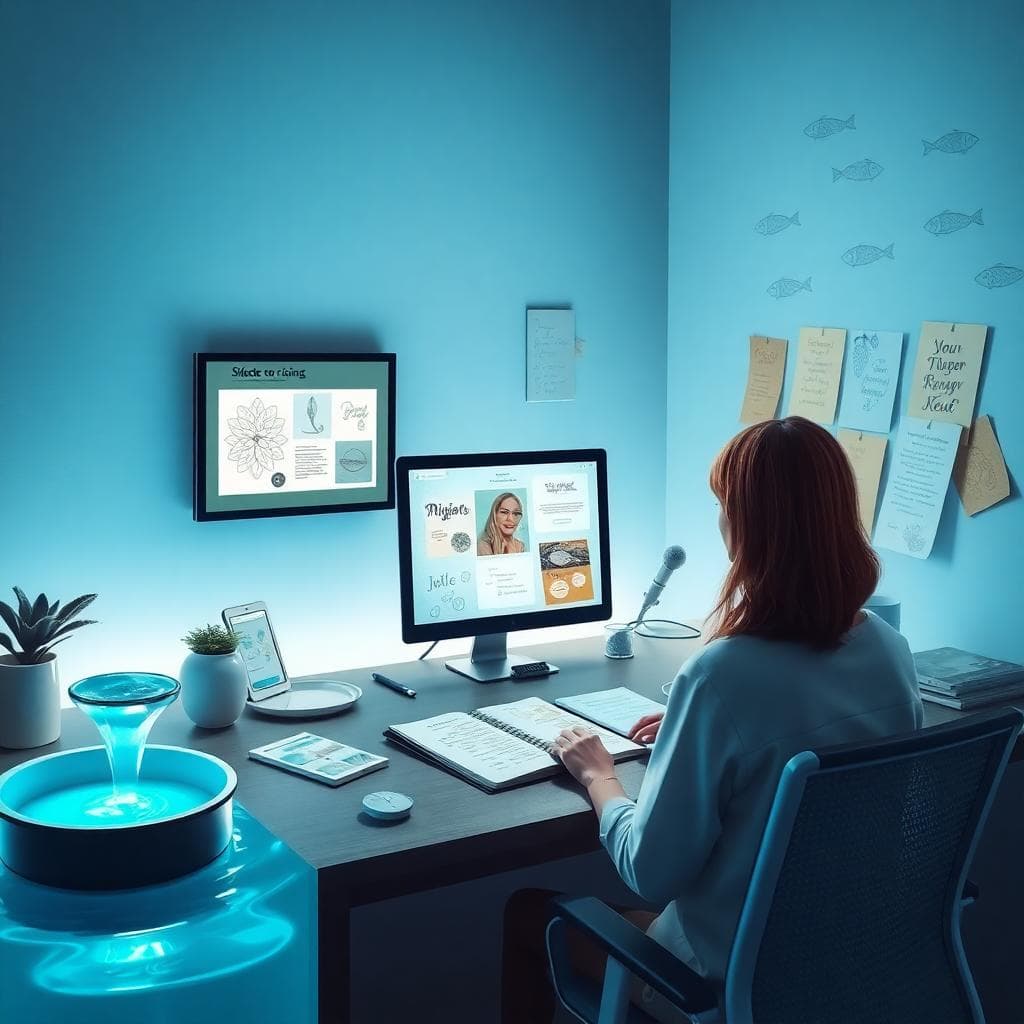 serene Pisces creative workspace